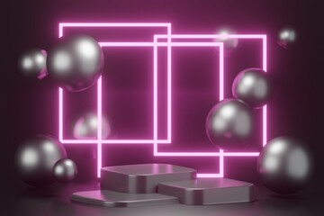 3d rendering illustration of podium with light in background for product placement in minimal design. podium stage showcase