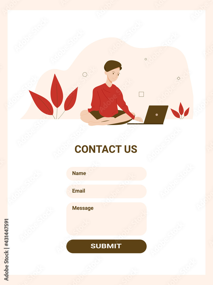 Sticker contact us form template, home office concept, working from home, freelance or studying concept. ipa