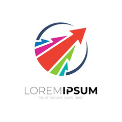 Circle logo and arrow colorful design , up logos