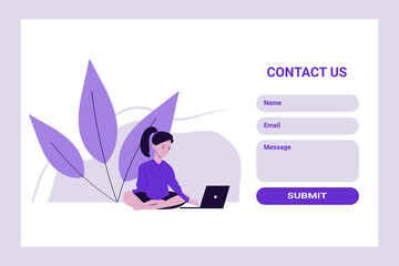Contact us form template, home office concept, working from home,  freelance or studying concept