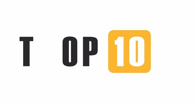 Animation of the inscription "Top 10". A list of the top ten in the ranking. Alpha channel. 4K
