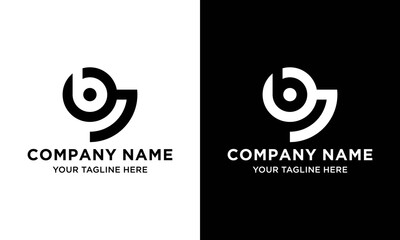 Initial letter bc  logo template with rounded circle line art symbol in flat design monogram illustration