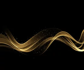 Selbstklebende Fototapete Abstrakte Welle Abstraktes, glänzendes Farbgold-Wellengestaltungselement mit Glitzereffekt