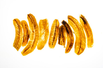 dried banana on the white