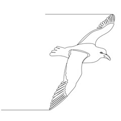 one line drawing bird flying