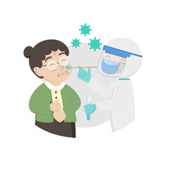 Covid 19 nasal swab test flat illustration.