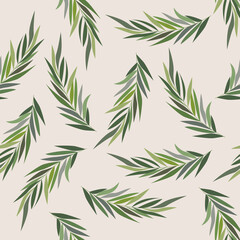 Botanical seamless pattern with palm leaves. Suitable for printing on fabric or paper.
