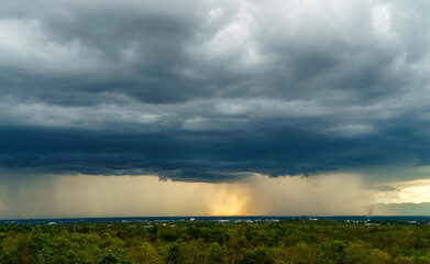 Storm clouds with the rain. Nature Environment Dark huge cloud sky black stormy cloud