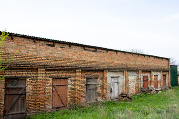 Old brick outbuildings of the soviet union in the Kirovograd region