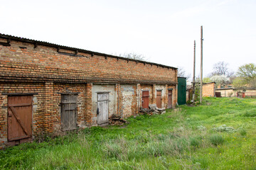 Old brick outbuildings of the soviet union in the Kirovograd region