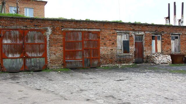Old brick outbuildings of the soviet union in the Kirovograd region
