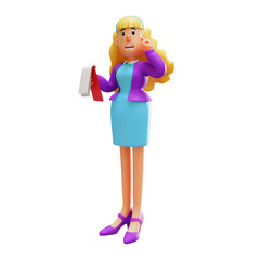 Business Woman Cartoon Illustration Showing a Serious Face