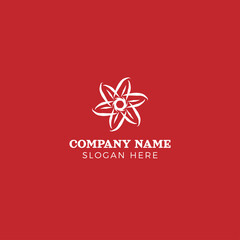 Hand Drawn Beautiful Flower Company Logo Design Isolated on Dark Red EPS10