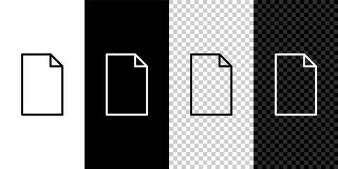Set line Empty document icon isolated on black and white background. Checklist icon. Business concept. Vector