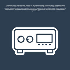 Obraz premium Blue line Guitar amplifier icon isolated on blue background. Musical instrument. Vector