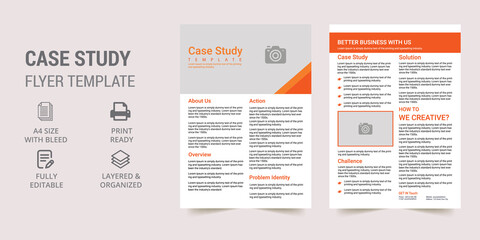 case study flyer template design. case study template. study template. Double Side Flyer. Case Study Booklet design.