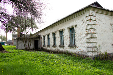 Post-war building of the 20th century made of bricks in the Kirovograd region
