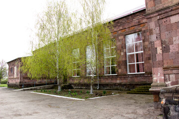 Fototapeta premium Construction of a 20th century house from volcanic rocks in the USSR in the Kirovograd region.