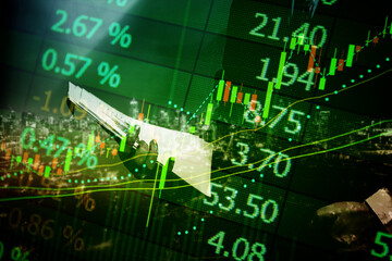 Personal financial planning concept. Businessman workplace with papers for financial planning. Business people discussing the charts and graphs showing the results of successful financial planning.	
