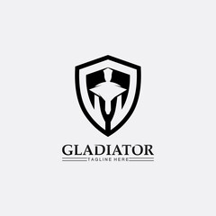 Spartan Helmet logo and gladiator, power, vintage, sword, safety, legendary logo and vector of soldier classic