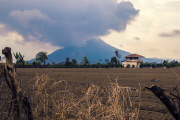 Fototapeta premium Smoke from Mount Sinabung North Sumatera