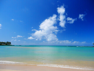 Fototapeta na wymiar ハワイ、晴天のカウェラベイビーチ