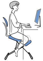 バランスチェアでデスクワークを行いやすくする