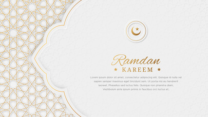 Ramadan Kareem Arabic Elegant Luxury Ornamental Islamic Background with Islamic Pattern Border and Decorative Ornament