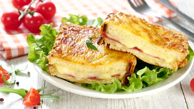 croque monsieur- toasted bread with cheese and ham