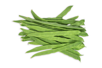 Green beans isolated on white background. Fresh vegetables.