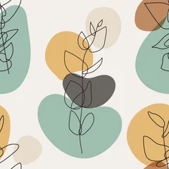 Cercles muraux Pastel Motif botanique sans couture minimaliste à la mode avec composition d& 39 art en ligne
