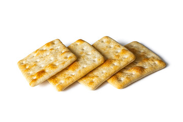 Hardtack - dry cookies, unsalted crackers on a white background