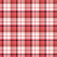 Seamless pattern in bright pink, red, black and white colors for plaid, fabric, textile, clothes, tablecloth and other things. Vector image.