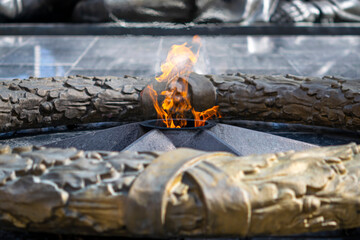 9th May. Victory Day.Russian holiday. Eternal flame. Blank for a postcard