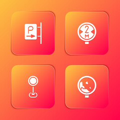 Set Parking, Road traffic sign, and warning rockfall icon. Vector