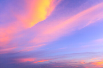 Naklejka na ściany i meble Colorful sunset sky over the sea in twilight time.