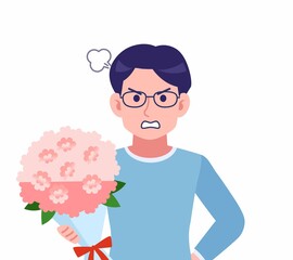 Male of glasses wearing water colored clothes