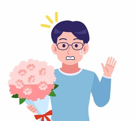 Male of glasses wearing water colored clothes