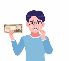 Male of glasses wearing water colored clothes