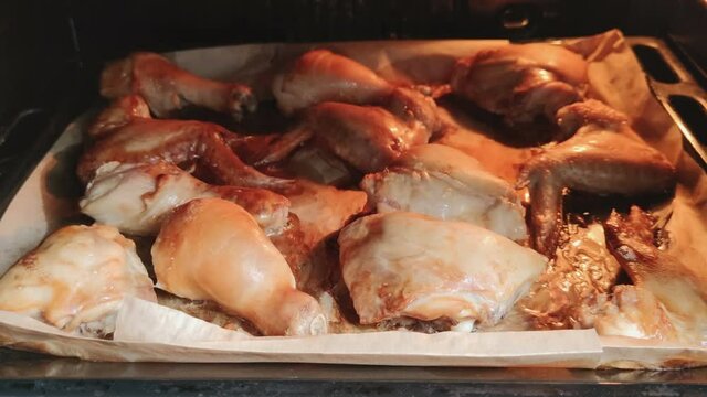 Preparation of chicken in conventional oven