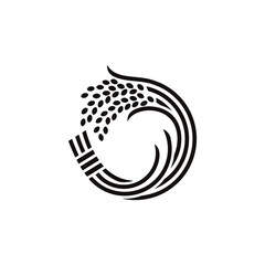 稲、稲穂、日本の家紋風のロゴ