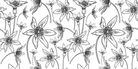 Frühlingsblumen. Nahtloses Muster. Vintage-Hintergrund. Vektor © marinavorona