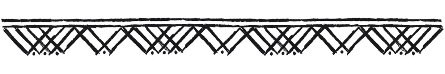Ethnic border, black. Linear border made in tribal style, made from hand-drawn drawings.