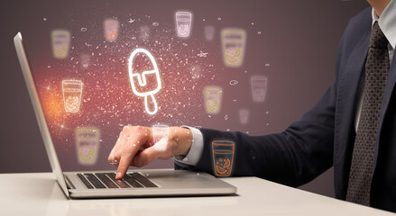 Hand searching for recipes on the internet