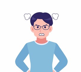 Male of glasses wearing water colored clothes