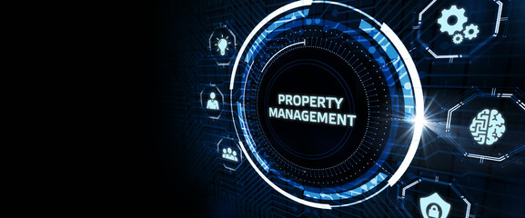 PROPERTY MANAGEMENT inscription, new business concept Business, Technology, Internet and network concept.