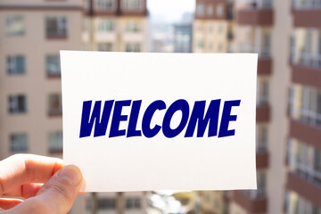 Text sign showing welcome concept