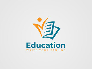 Education logo with people and book  sing
