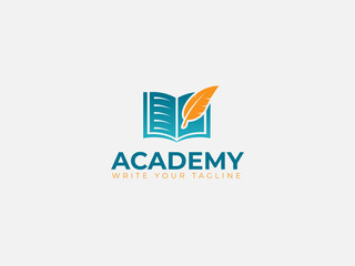 Education logo design with the book, Feathers.