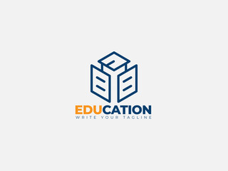 Education Logo Design Concept for Book, cap 